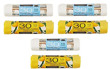 180 Scented Pedal Bin Liners Tie Handle Bin Bags 15 Litre Fresh Linen & Citrus
