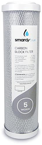 smardy blue CTO Blocco di Carbone Attivo Filtro Sostitutivo, 5 μm, 10“ per il Filtraggio dell‘acqua, Osmosi Inversa