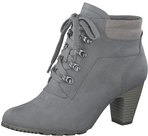 s.Oliver Damen Schnürstiefel mit Absatz Elegant Bequem, Grau (Grey), 41 EU