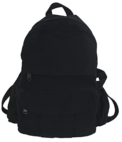 GAXOS Laptop-Rucksack für Frauen - Reise-Leinen-Rucksack Mit Vintage-Ästhetik für Die Schule, Schwarz