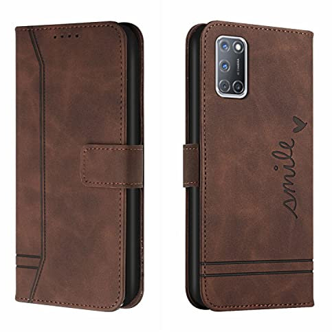 Bravoday Coque pour Oppo A52 4G / Oppo A72 / Oppo A92, Etui Cuir avec Magnetique, Flip Pochette Housse pour Oppo A52 4G / Oppo A72 / Oppo A92 Protection, Marron