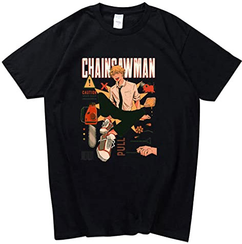 Chainsaw Man T Shirt Anime Chainsaw Man Character Print Short Sleeve T Shirt Denji T Shirt for Unisex Adult Black