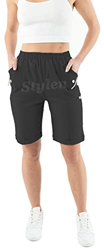 URBAN STITCH Womens Capri Trousers Shorts with Pockets Casual Wear Full Length Trousers Elasticated High Waist Pants Lounge Wear Plus Size