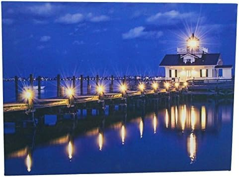 Luna24 Simply Great Ideas Leinwandbild Seebrücke 38x28 cm, Batteriebetrieben, Deko Bild, Wanddeko, Kunstdruck, Wandbild Mit LED-Beleuchtung