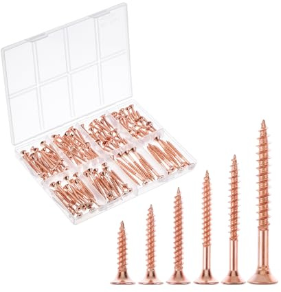 Mr. Pen- Wood Screws Assortment Kit, 152 pcs, 6 Sizes, Rose Gold Wood Screws Phillips Tips, Assorted Screws, Screw Assortment, Screw Set Assortment, Assorted Wood Screws Set, Flat Head Screws
