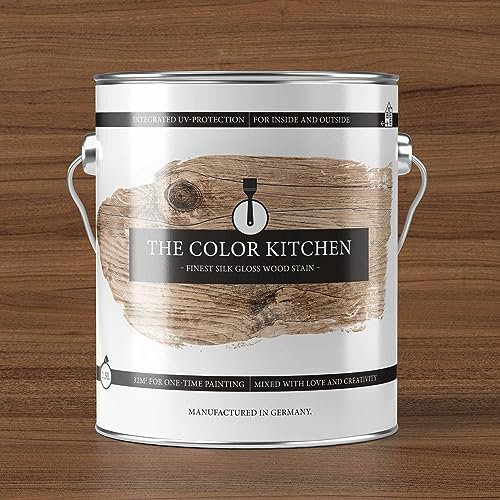 A.S. Création THE COLOR KITCHEN wetterfeste Premium Holzlasur für Innen und Außen, Farbton Nussbaum, seidenglänzend für optimalen Holzschutz, 2,5 L für 35 m² Anstrich