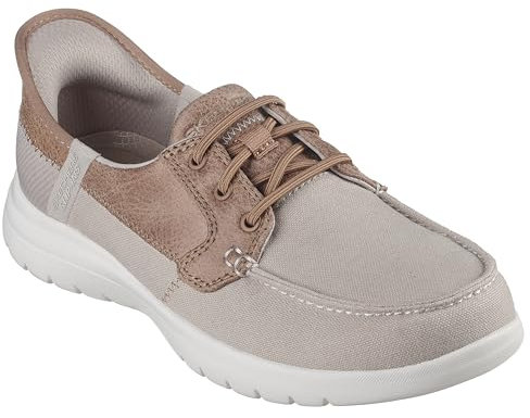 Skechers On-The-Go Flex Palmilla, Brogues Mujer, Taupe Textile, 36 EU