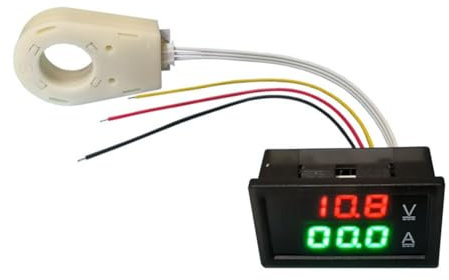 NISHZHU Hall Ammeter Voltmeter DC 0-300V 100A Battery Monitor LED Digital Current Voltage Meter 12V 24V 36V 48V 60V Car Reusable Easy to Use