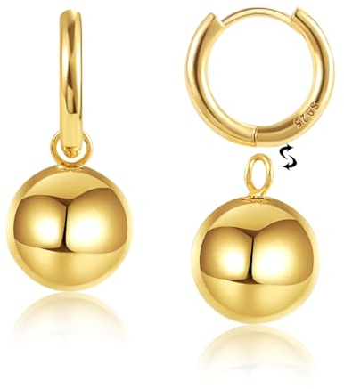 Gold Ohrringe für Damen, Hypoallergen Hängende Ohrringe baumelnde Kugel Creolen Ohrring leicht Huggie Creolen Ohrring Schmuck Geschenke für Hochzeit Party