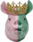 Kare Design Deko Figur Crowned Pig, Grün/Pink, Deko Objekt, gekröntes Schwein, handbemalt, Unikat, 28x34x24 cm (H/B/T)