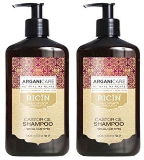 ARGANICARE | Wachstumsbeschleuniger-Shampoo | Verleiht dem Haar Stärke und Widerstandskraft | Stimuliert das Wachstum | Pflegt und spendet dem Haar Feuchtigkeit | Set mit 2 x 400 ml