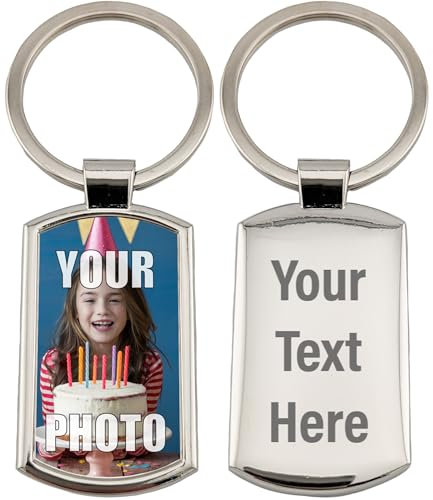 Hippowarehouse Personalised Engraved Photo Keyring Fathers Day Gift Custom Picture Keychain with Name & Message Personalised Photo Keepsake for Couples, Family, Friends, Mum & Dad key ring