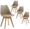 TTATC Pack de 4 Sillas de Comedor con Patas de Madera Maciza de Haya, Sillas de Cocina de Diseño Nórdico Sillas de Oficina de Madera con Asiento Acolchado,Caqui
