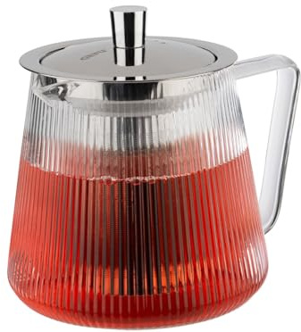 GEFU Teekanne INFUSA 800 ml | Glasteekanne mit Edelstahlfilter & Deckel | Für losen Tee, hitzebeständig bis 100 °C | Spülmaschinengeeignet, 3–4 Tassen