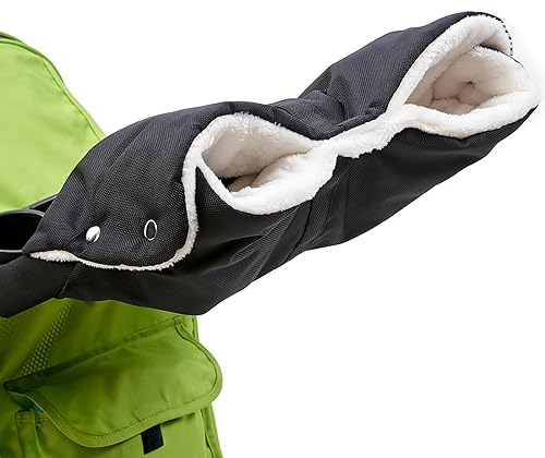 JOLIGAEA Kinderwagen Handwärmer, Kinderwagen Handschuhe mit Warme Fleece Innenseite, Handmuff Wasserfest Winddicht, Kinderwagenmuff Atmungsaktiv Universalgröße für Kinderwagen, Buggy, Schwarz