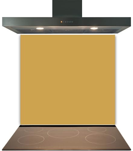 C2G Coloured Toughened Glass Splashback for Kitchen, Tempered Heat-Resistant Glass Splashbacks with Polished Edges for Cooker and Hob Backsplash (Mustard, 60 x 75cm)