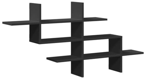 vidaXL Wandregal, Bücherregal mit Stauraum, Hängeregal für Esszimmer Wohnzimmer, Schweberegal Wandboard, Modern, Schwarz Holzwerkstoff
