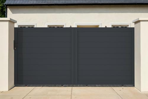 Casanoov Portail coulissant 3,5m EIGER H.180cm + Portillon 1m EIGER H.180cm aluminium gri