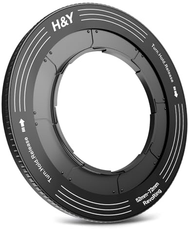 H&Y RevoRing Adjustable Step Up Ring 52-72mm to 77mm, Variable Lens Filter Adapter Ring, Universal Stepping System fits 52 55 58 62 67 72mm, Black