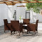 HEFZGDB 5-TLG. Bistro-Set Poly-Rattan und Hartglas Braun Gartenstühle Gartenmöbel Set Gartentisch Geeignet für Terrasse, Garten, Pool.