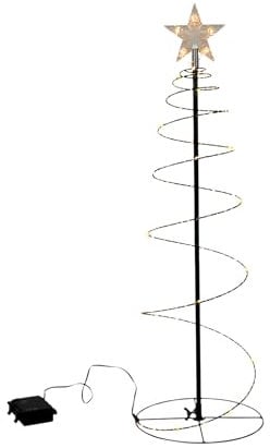 LED Spiral Lichterbaum schwarz für Außen mit Timer - 60 cm - Metall Weihnachtsbaum mit Stern Spitze Batterie betrieben - Weihnachten Advent Garten Deko Beleuchtung