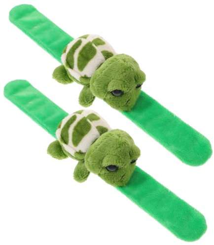DIKACA 2er Set üsch Schildkröte Snap Armband Lustige Tier Themen Slap Wristbands Für Kinderpartys Kuscheltiere Und Mitgebsel Grünes Design