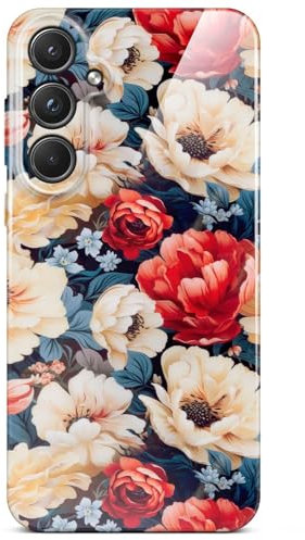 ONEFLOW Cover per Samsung Galaxy A55 5G, motivo floreale, motivo floreale, colore: bianco e rosso