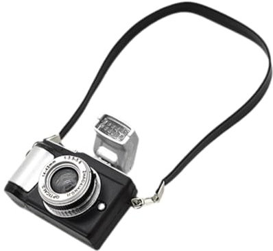 Generic Miniaturkamera für 20 cm Puppen, Miniatur Kamera Puppenhaus Dekoration Zubehör, Mini-Puppenhaus-Kamera, Mini Doll Camera Fashion Miniature Camera Ornament für 1/12 Puppen, Schwarz