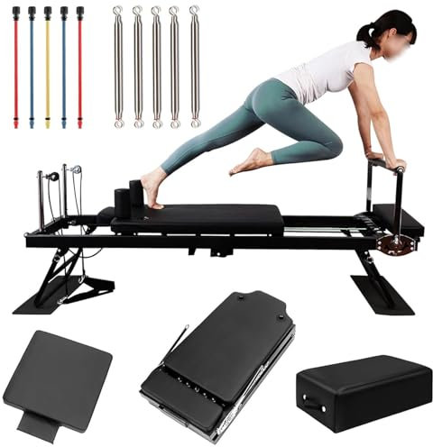 Pilates Reformer Set, Multifunktionales Kernbett mit Sitzbox und Sprungbrett, Professionelle Fitnessgeräte für Home Gym