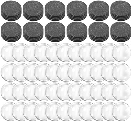 Set mit 48 Bastelmagneten, Glaskeramik-Magnet mit selbstklebender Rückseite, 2,5 cm, Klarglas-Cabochons für Kühlschrankmagnet