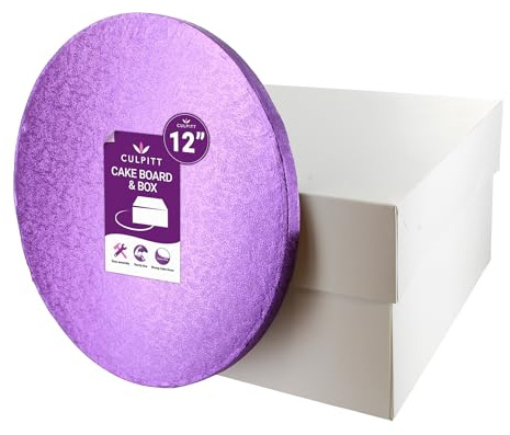 Culpitt 12 (30.5cm) Purple Board & White Box Set | Purple Board & White Box, Fits 10 Sponge Or 9 Fruit Cake, Easy To Assemble