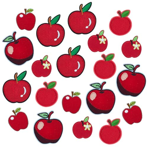 PH PandaHall 20 Stücke 5 Styles Apfel Iron on Patches Zum Nähen Stoff Applikationen Polyester Rote Applikation Patche Für Kleidung Hüte Jacken Jeans Dekoration