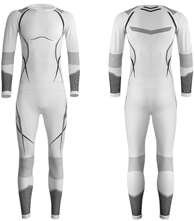 Generisch Combinaison de ski pour homme, chaude, absorbante, respirante, élastique, coupe ajustée, séchage rapide, deux pièces