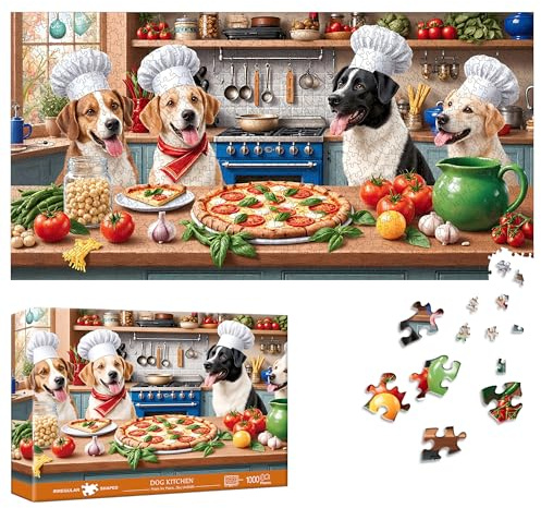 Reofrey Puzzle 1000 Teile - Hundeküche, Spezialform Puzzle Für Erwachsene, 41x80cm Unmögliches Klassische Puzzles, Familienspiel & Wanddekoration Puzzle-Liebhaber