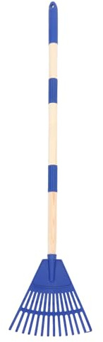 Laubharke aus Kunststoff 14 Zinken Abnehmbarer Stiel Blau | Kompakt für Gartenbeete, Effiziente Blattreinigung, Ergonomischer Griff, Vielseitig Einsetzbar im Winter