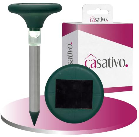 Casativo Profi Solar Maulwurfschreck mit eleganter Beleuchtung - Effektive & giftfreie 400Hz Abwehr Plus Gartenbeleuchtung