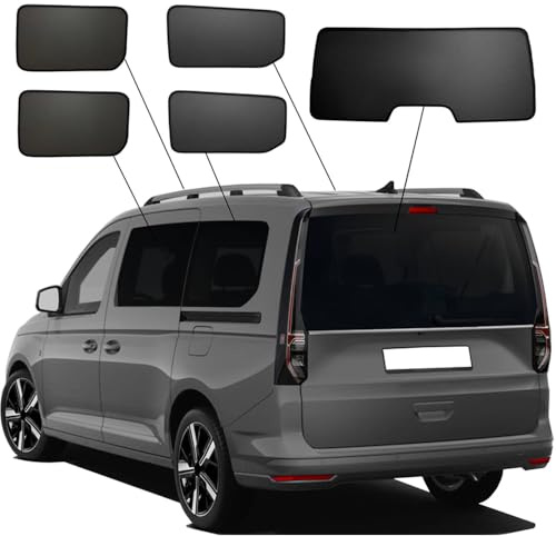 SunClip Sicht- & Sonnenschutz kompatibel mit Volkswagen Caddy Maxi Van 2022- & Ford Grand Tourneo Connect 2022-, Schwarz