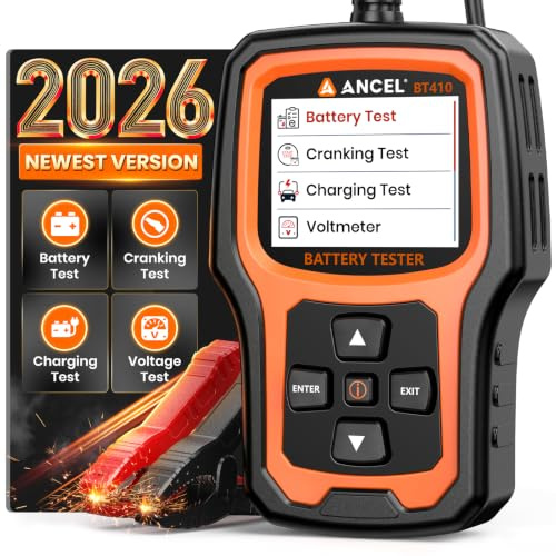 ANCEL Car Battery Tester 12V 24V, Battery Load Tester for Lithium&Lead-Acid | 100-2000CCA Battery Health & Condition Checker with Alternator Cranking Charging Volt Test for Motorcycle Truck RV Boat