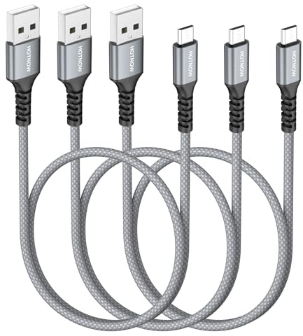 HOTNOW Short Micro USB Cable 0.5m 3 Pack, 50cm USB Micro Charger Cord for Galaxy S6 S7, PS4, MP3, Tablet and other Micro Devices