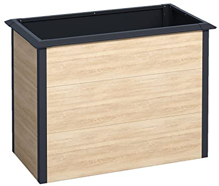 ESTEXO Design Hochbeet Gemüsebeet Pflanzkasten mit Schneckenkante Blumenkasten Beet (100x50x77 cm/Holz-Optik)