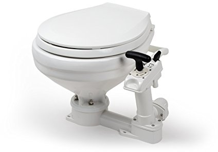 wellenshop Bootstoilette mit Handpumpe Boardtoilette Toilette Boot WC | Kunststoff | Keramik | Kompakt | Korrosionsbeständig | Für den Einbau in Boote & einfache und effektive Entwässerung