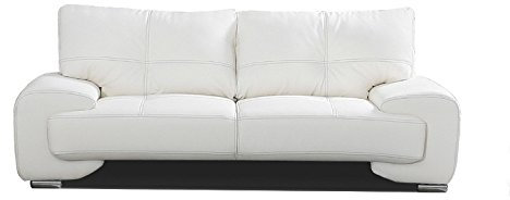 mb-moebel Kleiner 3-Sitzer Design Sofa 3er Büro Kunstleder Sofagarnitur Weiß Couch Florida (Weiß)