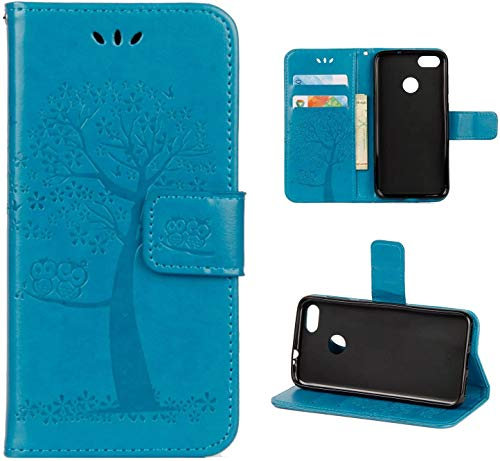 Huawei Honor 9 Lite Case Honor 9 Lite Phone Case Shockproof iVOYI PU Leather Flip Wallet Owl Tree Embossed Cover for Huawei Honor 9 Lite with Kickstand Card Holder, Blue