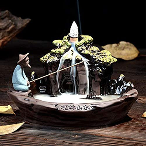 XUDREZ Guilin Räucherstäbchenhalte Rückfluss Räuchergefäß, Weihrauchbrenner Räucherstäbchen Halter mit 20 Rückfluss Räucherkegel Wasserfall +30 Räucherstäbchen