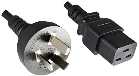 DINIC Stromkabel Netzkabel für China Typ I (16A) auf C19 (1,80m, schwarz)