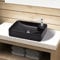 Festnight Keramik Waschbecken | Aufsatzwaschbecken mit Hahnloch | Handwaschbecken Waschschale Schwarz 440 x 250 x 100 mm(B x T x H)