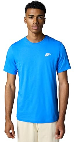 Nike Men Sportswear Club T-Shirt - Light Photo Blue/White, Small