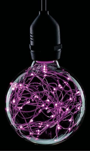 Pro-Lite G95/LED/STAR/MAGENTA Decorative LED Twinkle Effect Star Globe Lamp ES E27 Screw Cap Magenta