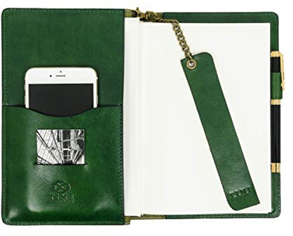 Time Resistance Leder Journal mit nachfüllbarem A5 Notizblock und Lesezeichen Notizbuch Cover mit Stifthalter Grün 5207601