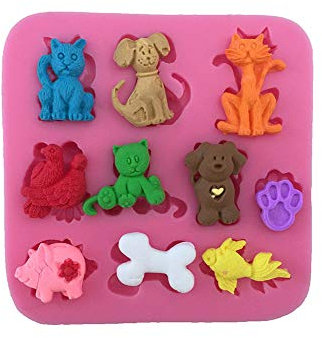 DUBENS Wald Tiere Fondant Formen Zoo Tier Silikonform für Schokolade Candy Gum Paste Polymer Clay Harz Zucker Handwerk Kuchen Dekorieren, Eichhörnchen Kaninchen Hirsch Igel Pilz